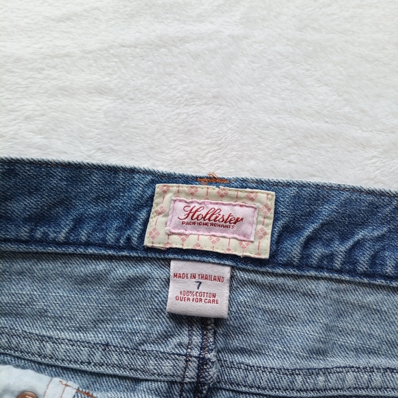 Hollister size 7 32 waist denim y2k Frayed Hem Blue Mini Skirt button front - Picture 3 of 9